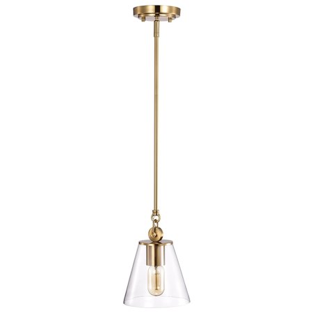 Nuvo Dover 1-Light Small Pendant Vintage Brass with Clear Glass 60/7410